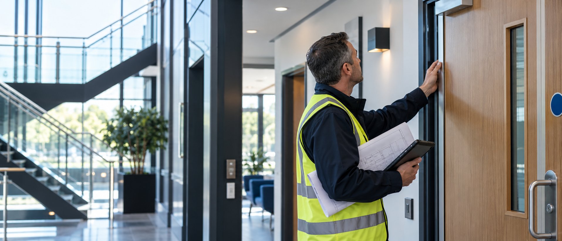 Professional carrying out a building fire-safety inspection